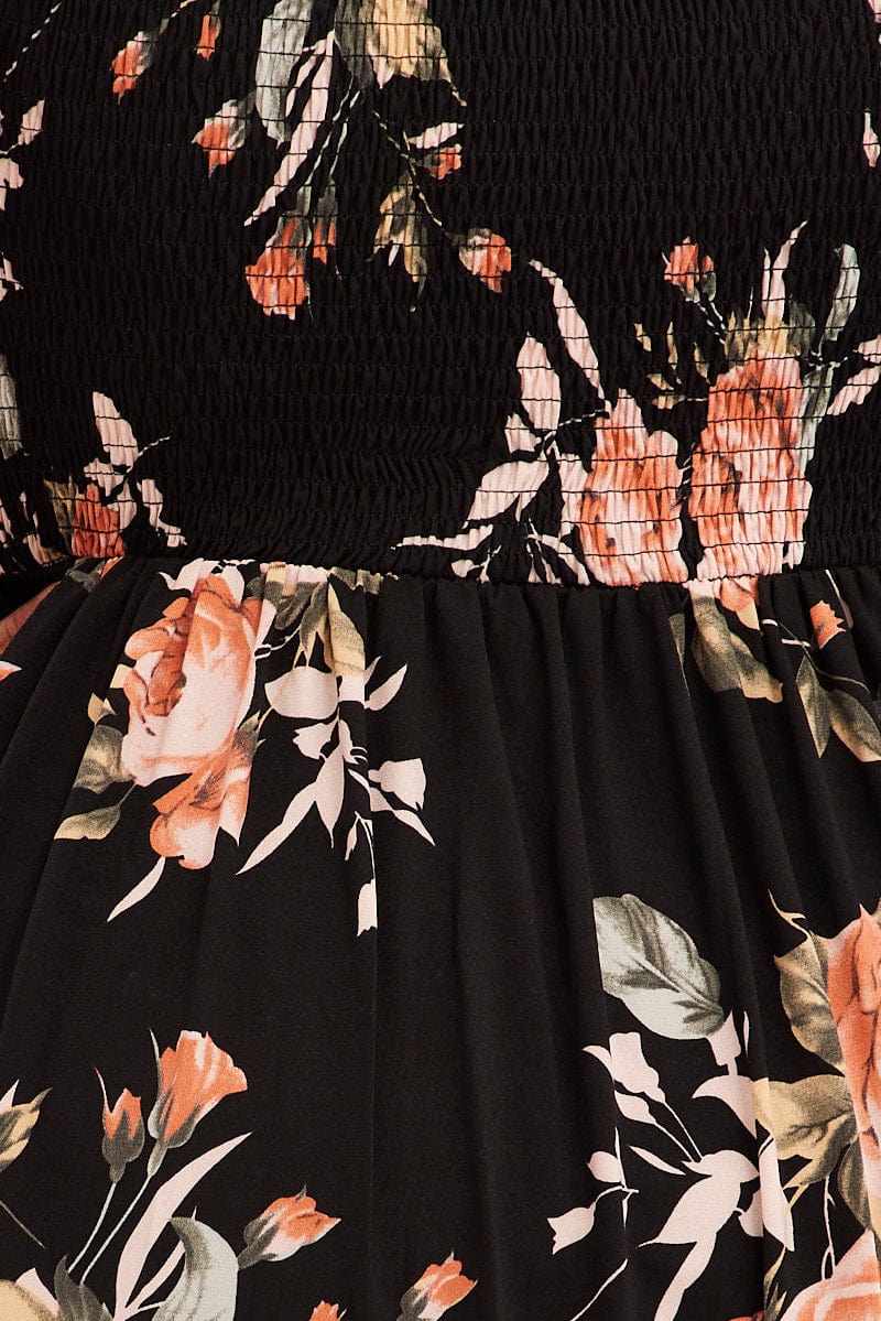 Black Floral Bardot Top Floral Print - Image 6