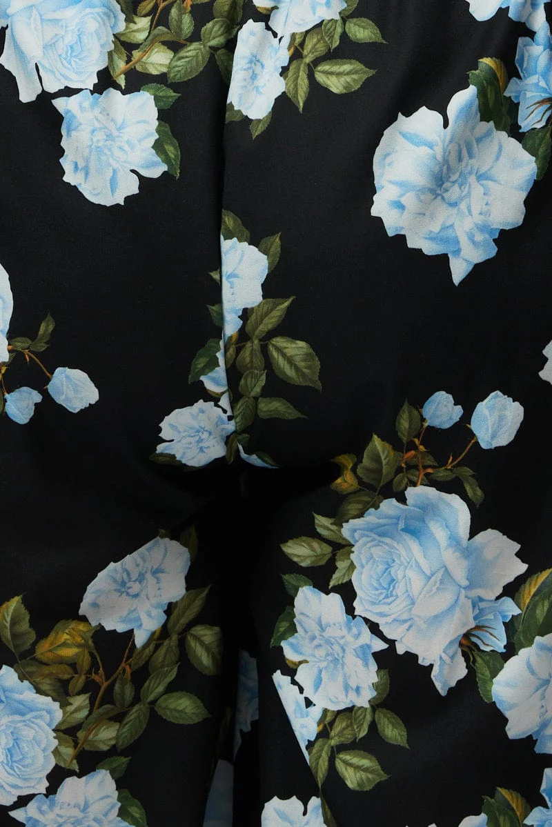 Black Floral Jumpsuit Sleeveless Belted - Image 6