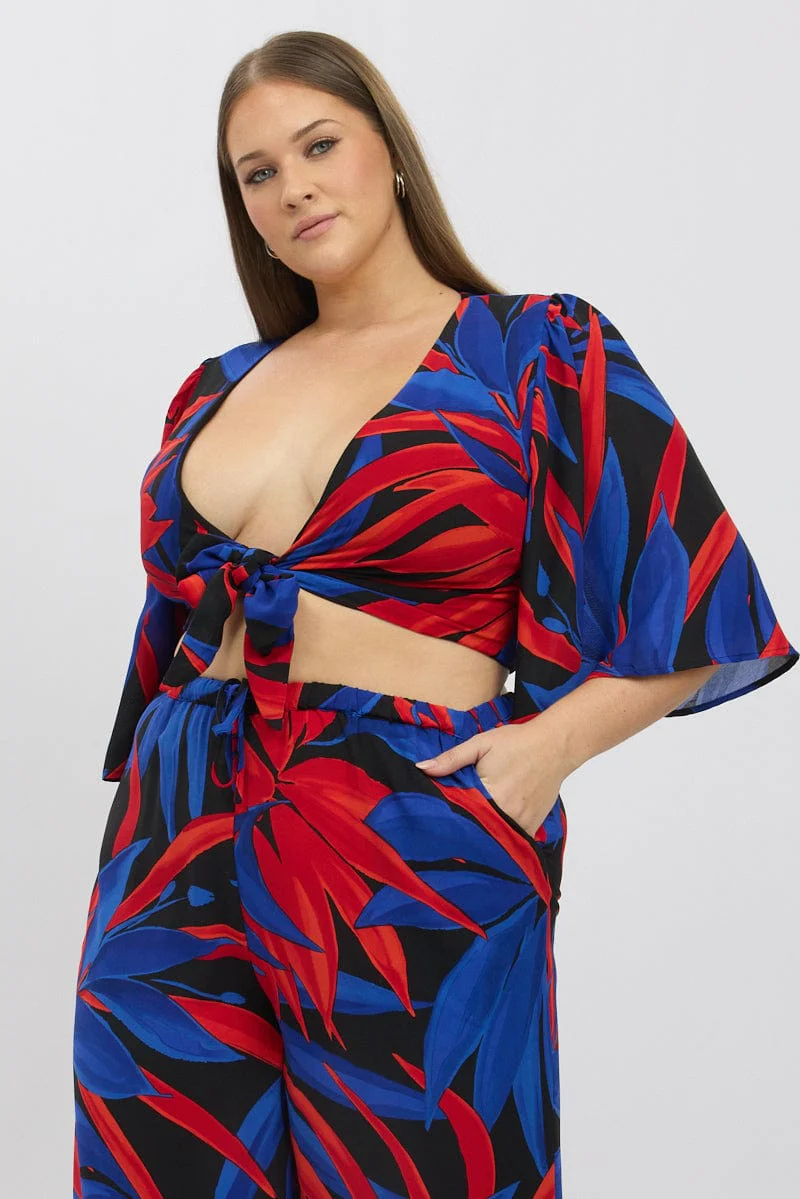 Black Floral Leaf Tie Bolero Top - Image 3