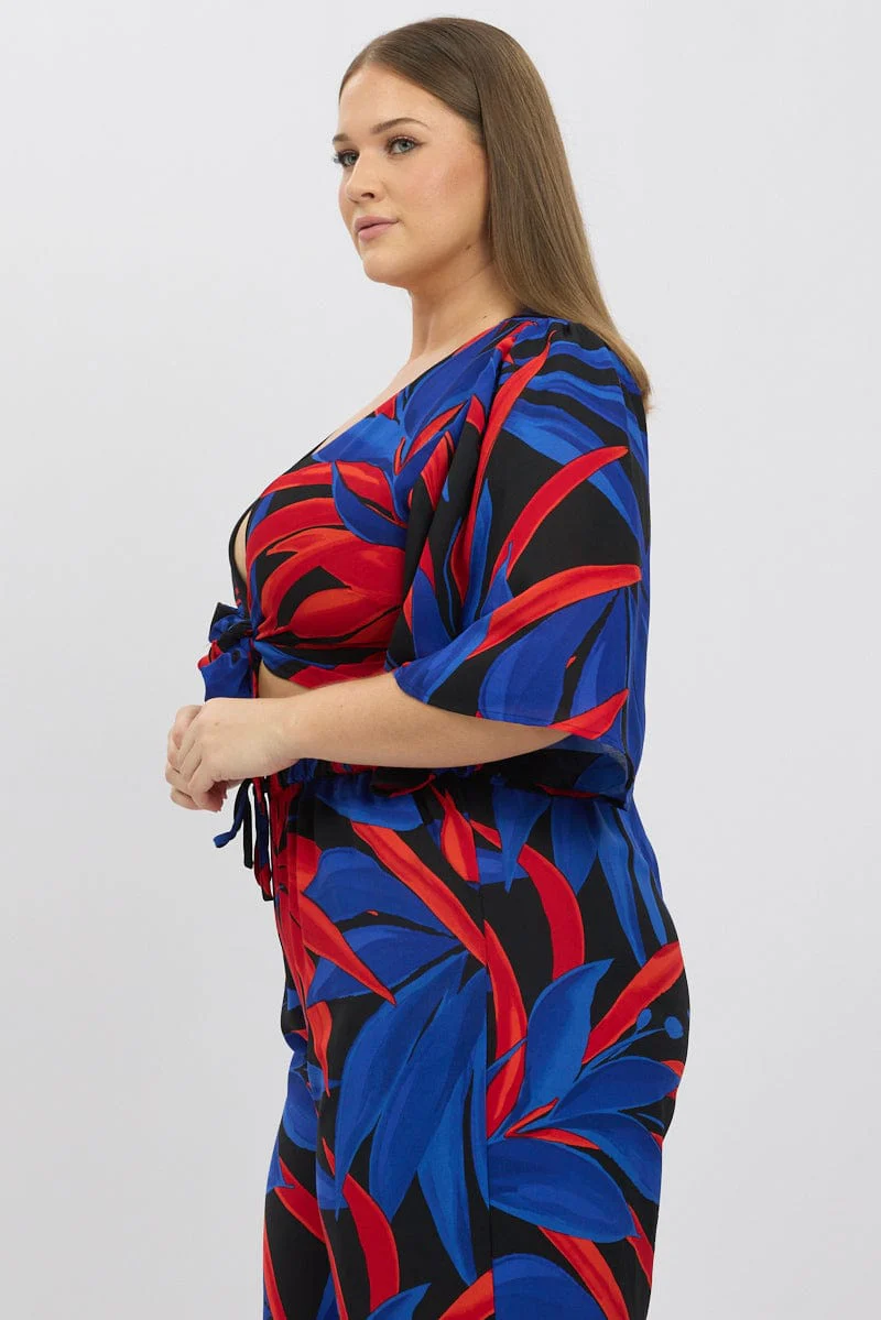 Black Floral Leaf Tie Bolero Top - Image 4
