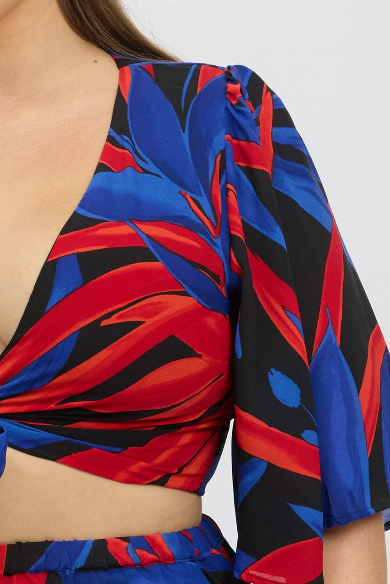 Black Floral Leaf Tie Bolero Top - Image 6