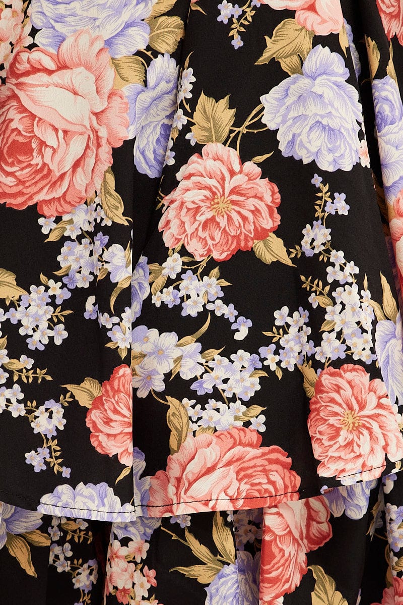 Black Floral Ruffle Playsuit Sleeveless Belted - Image 6