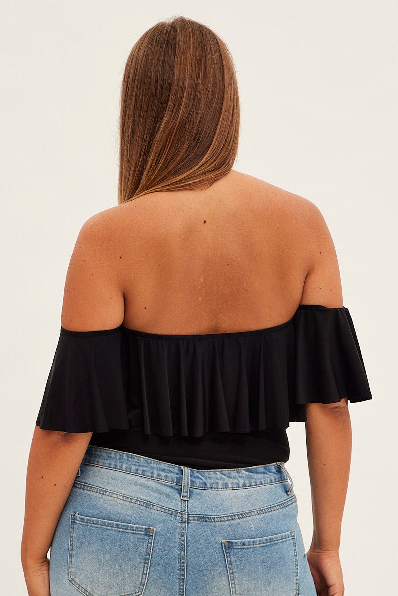 Black Frill Bodysuit Off Shoulder Frill Jersey - Image 5