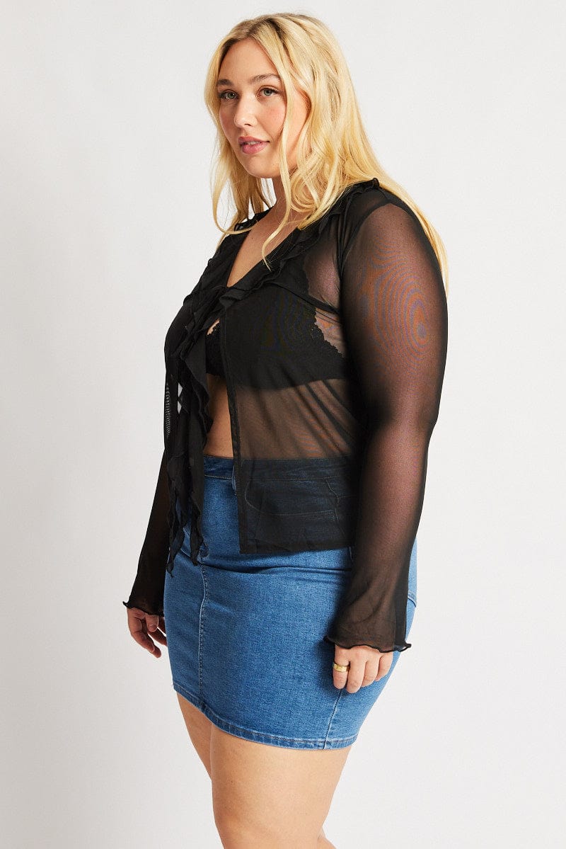 Black Frill Bolero Tie Jacket - Image 4