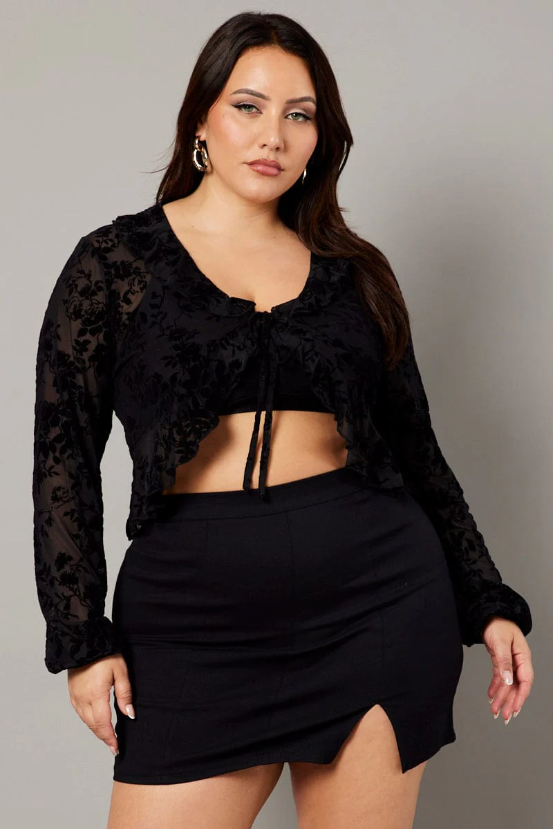 Black Frill Burnout Bolero Jacket - Image 2