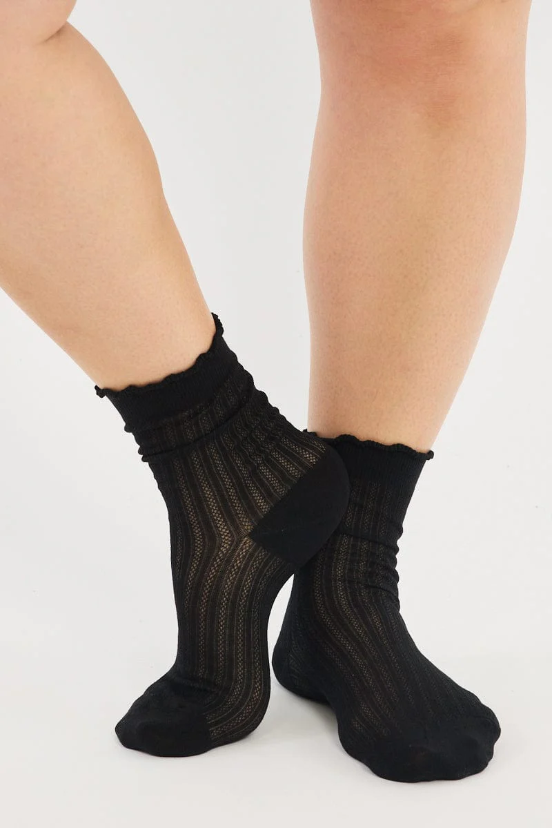 Black Frill Edge Socks