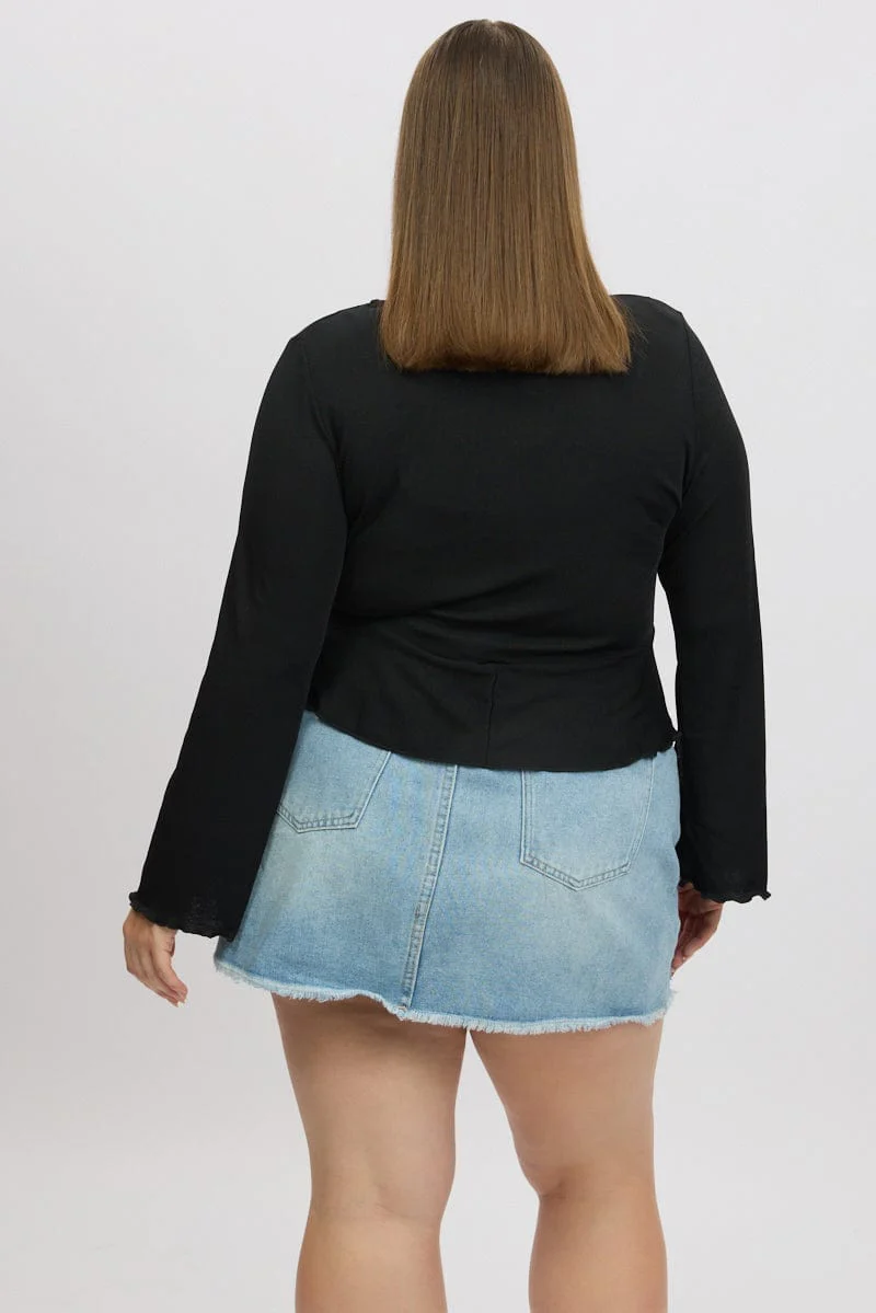 Black Frill Tie Flare Sleeve Bolero Jacket - Image 5