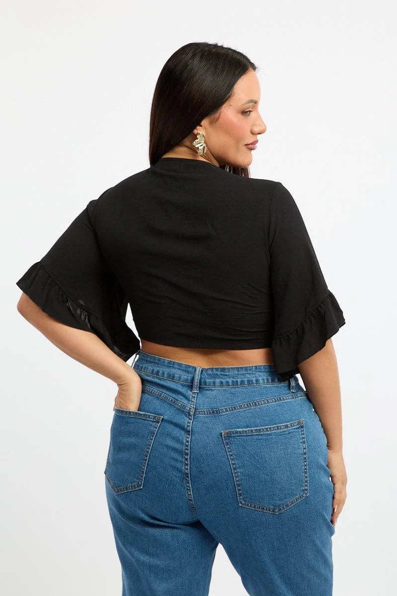 Black Frill Tie Jacket Bolero Top - Image 4