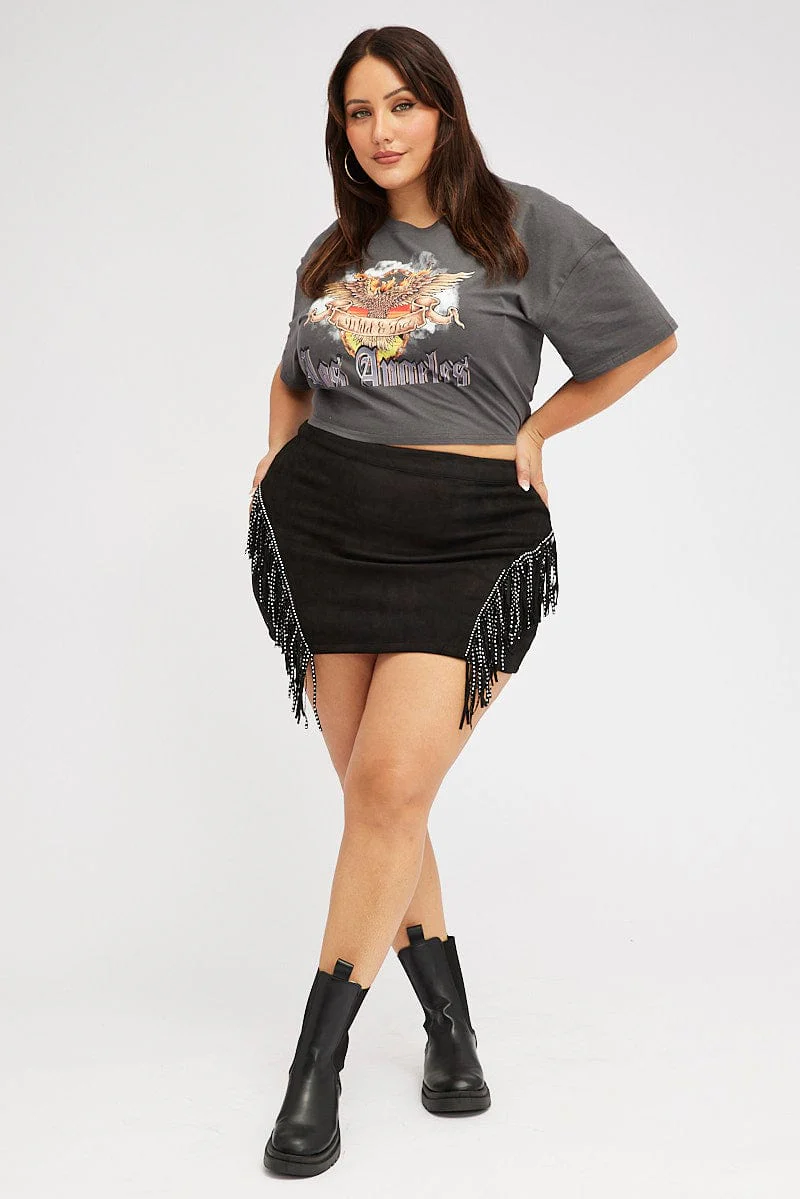 Black Fringe Festival Mini Skirt - Image 3