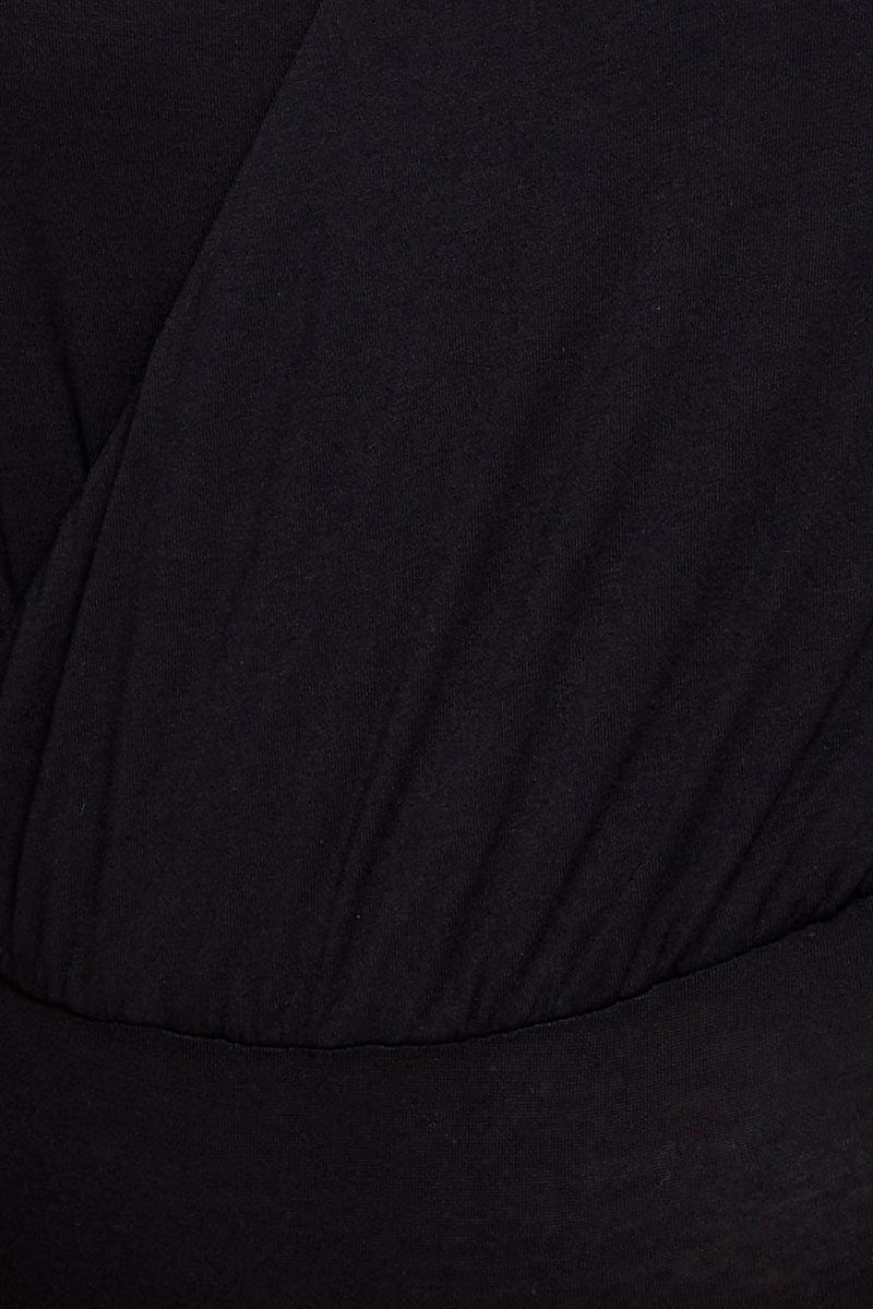 Black Front Bodysuit Gathered Strap Jersey Wrap - Image 6