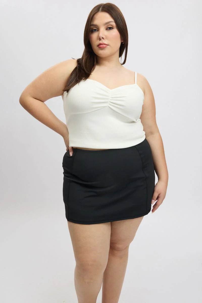 Black Front Split Tennis Skort Skirt