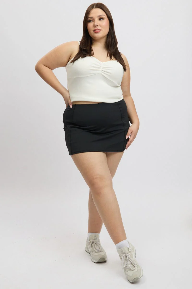 Black Front Split Tennis Skort Skirt - Image 3