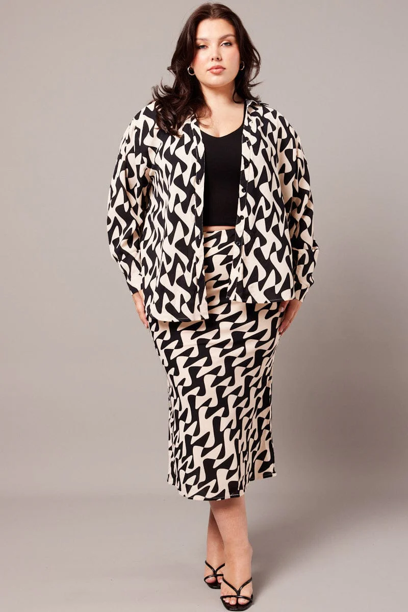 Black Geo Relaxed Shirt Long Sleeve - Image 2