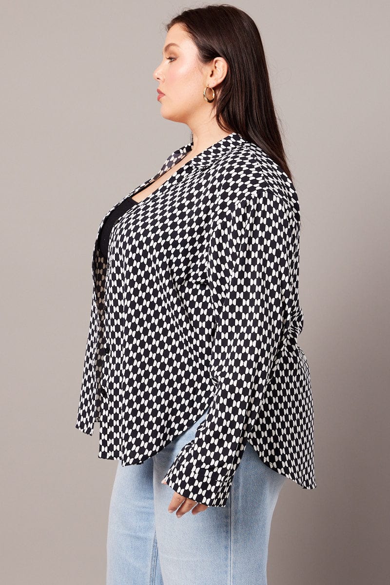 Black Geo Relaxed Shirt Long Sleeve - Image 4