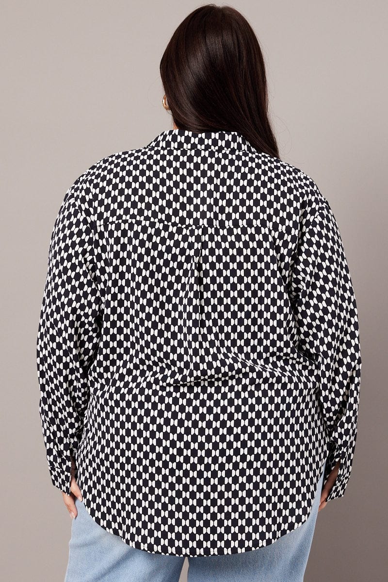 Black Geo Relaxed Shirt Long Sleeve - Image 5