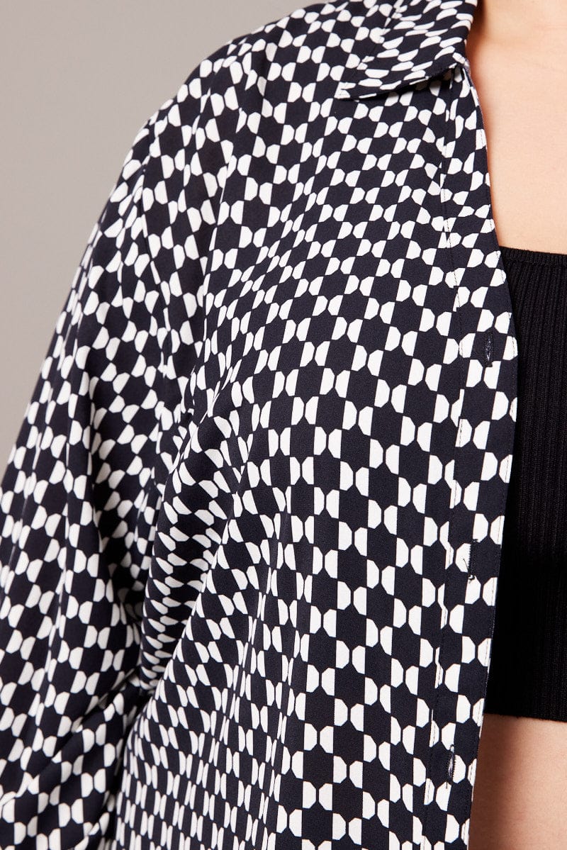 Black Geo Relaxed Shirt Long Sleeve - Image 6