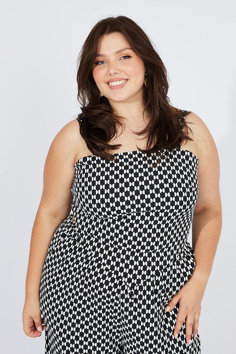Black Geo Scarf Crop Top Sleeveless - Image 3