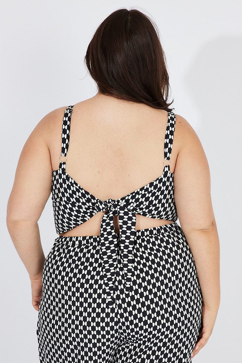 Black Geo Scarf Crop Top Sleeveless - Image 5