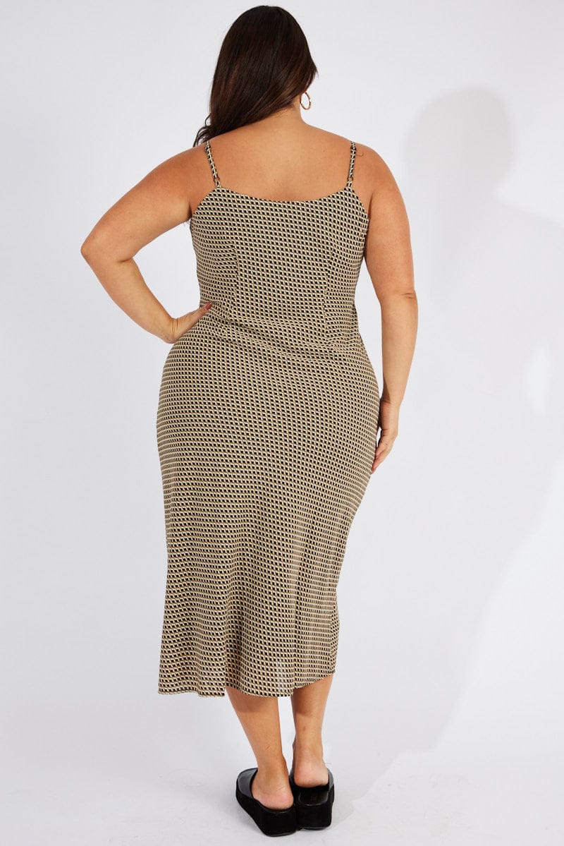 Black Geo Slip Dress Sleeveless - Image 5