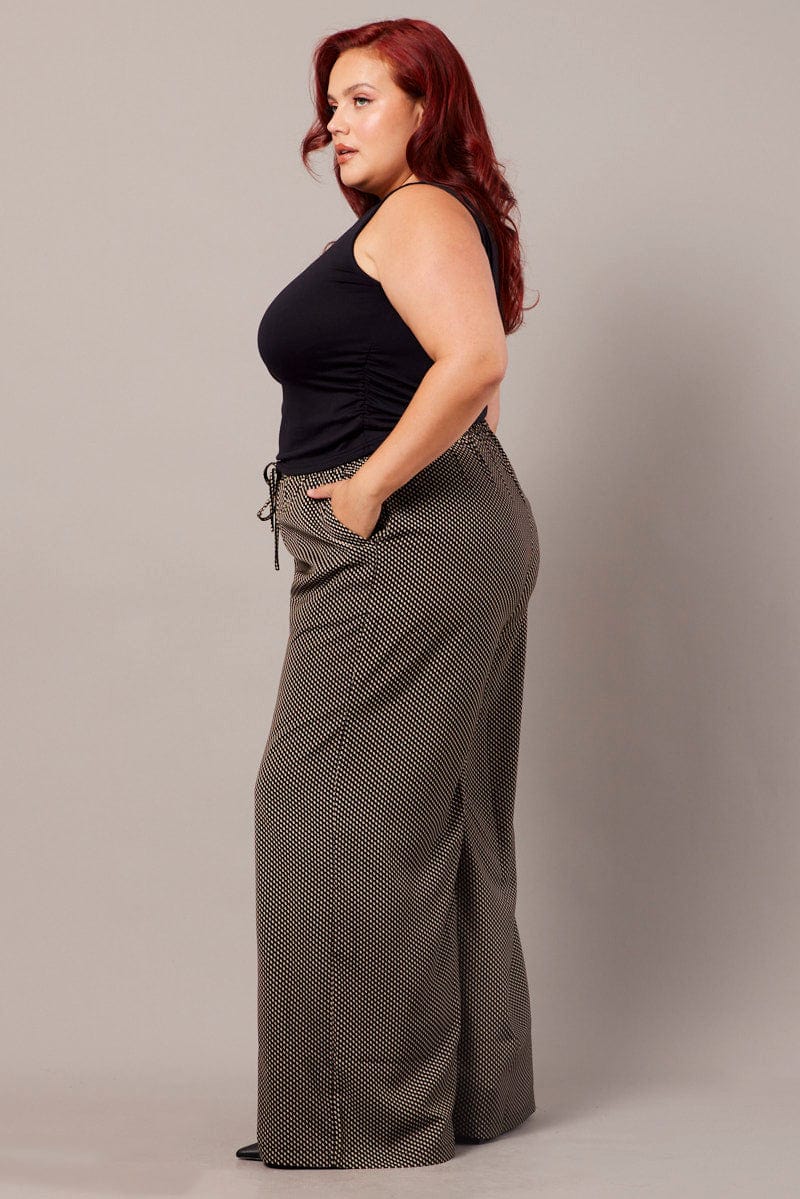 Black Geo Wide Leg Pants High Rise - Image 4