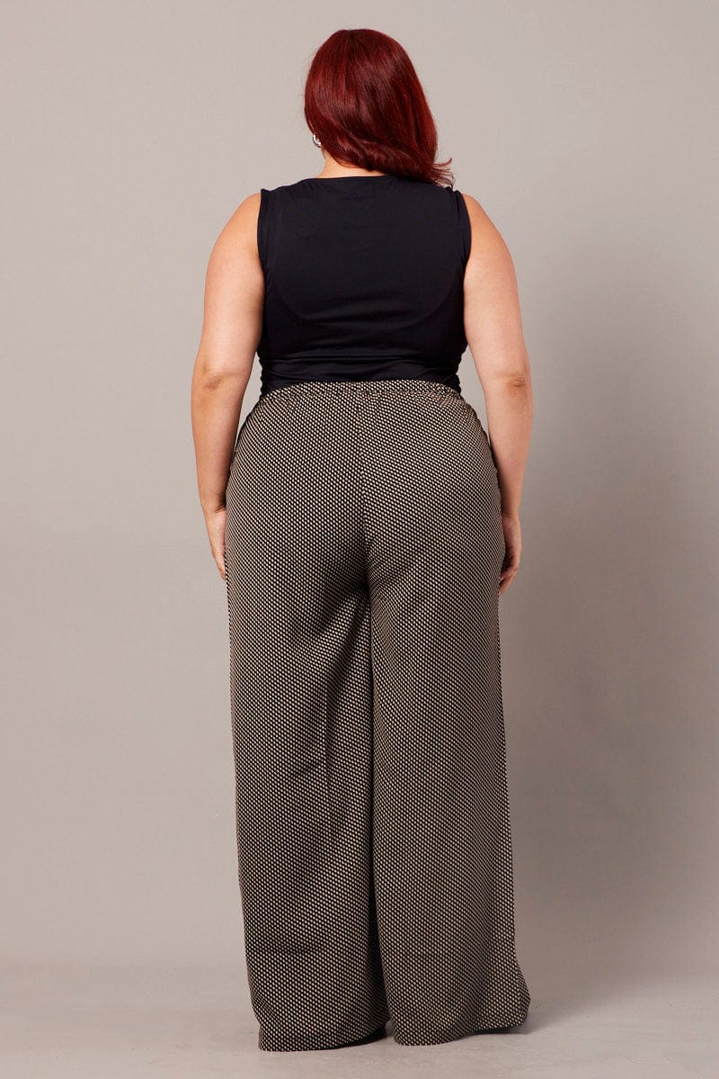 Black Geo Wide Leg Pants High Rise - Image 5