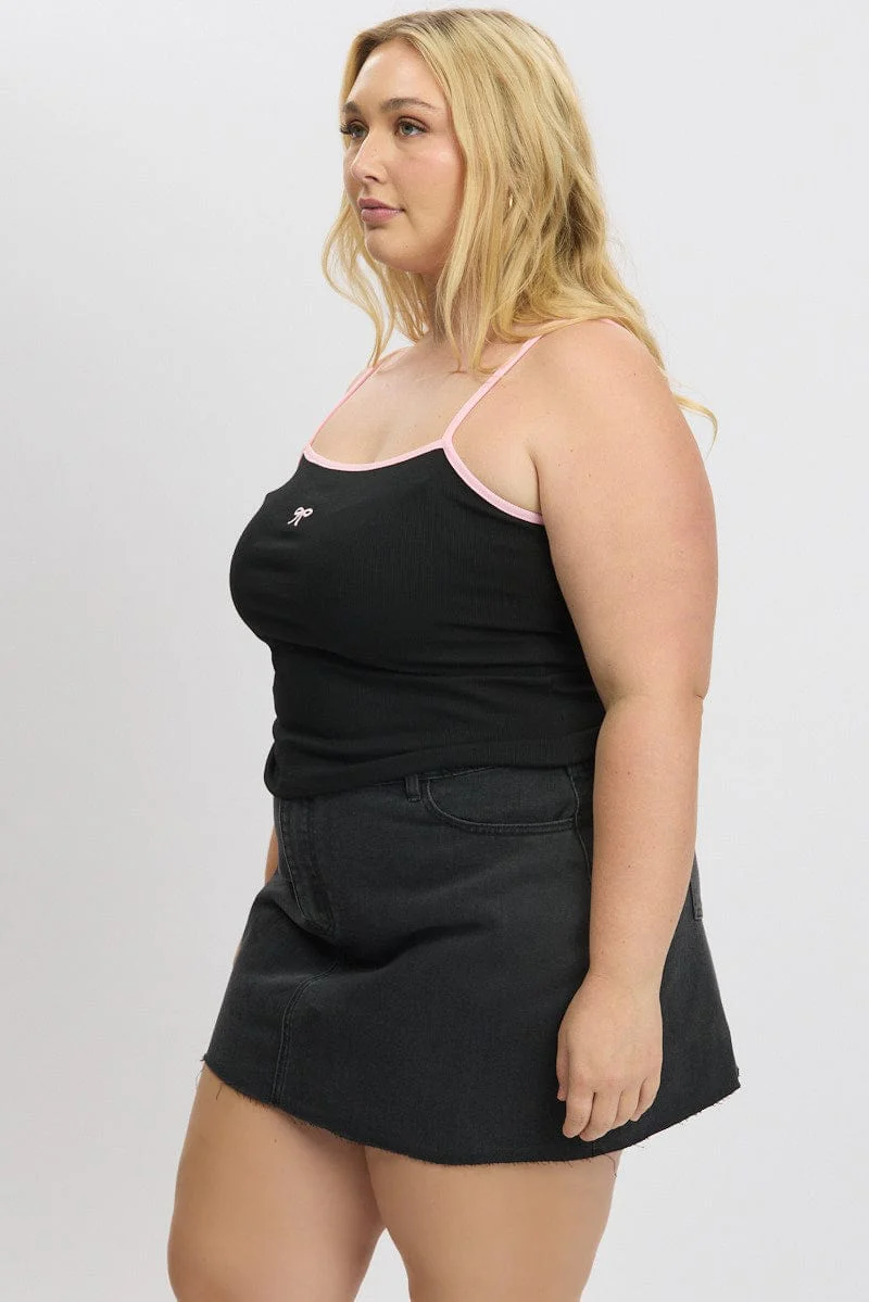 Black Graphic Singlet Top - Image 4