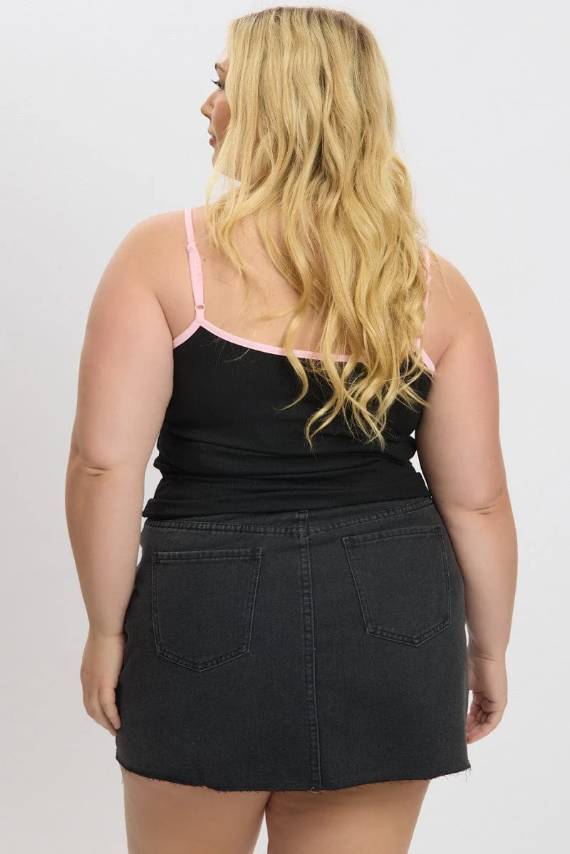 Black Graphic Singlet Top - Image 5