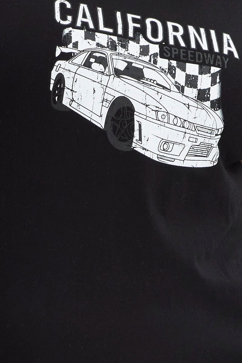 Black Graphic T-shirt California Speedway Short Sleeve - Image 6