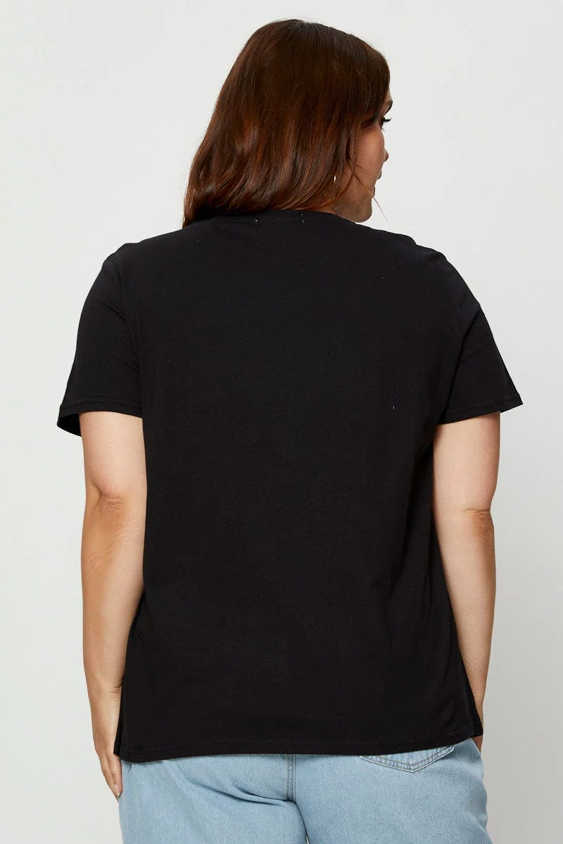 Black Graphic T-shirt Crew Neck Short Sleeve - Image 5