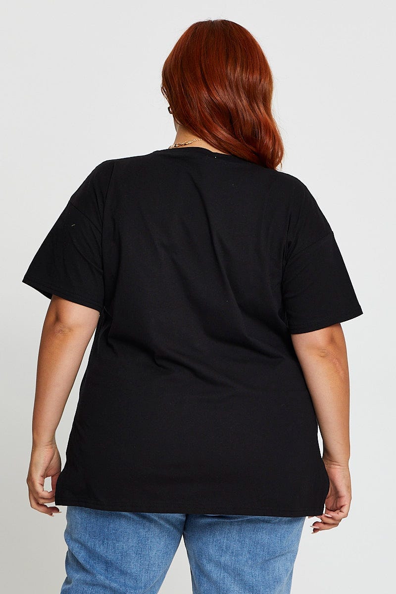 Black Graphic T-shirt Easy Ride Short Sleeve Cotton - Image 5