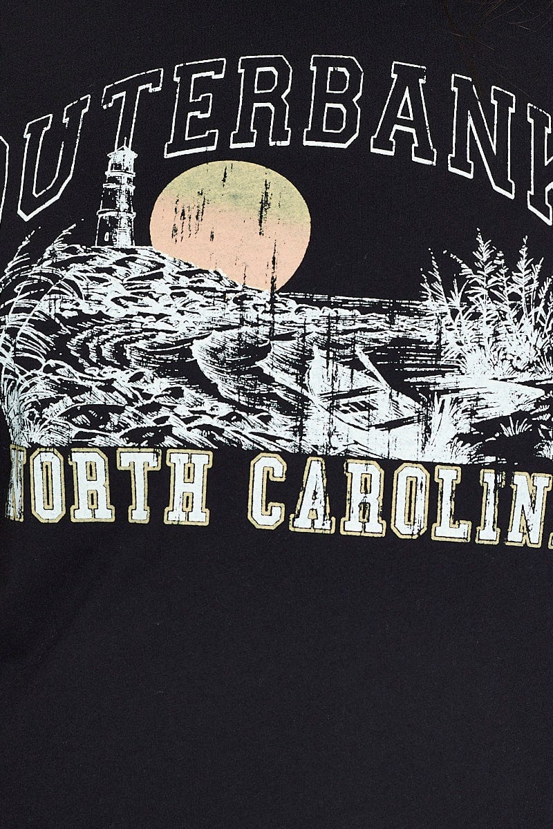 Black Graphic T-shirt North Carolina Short Sleeve Cotton - Image 6