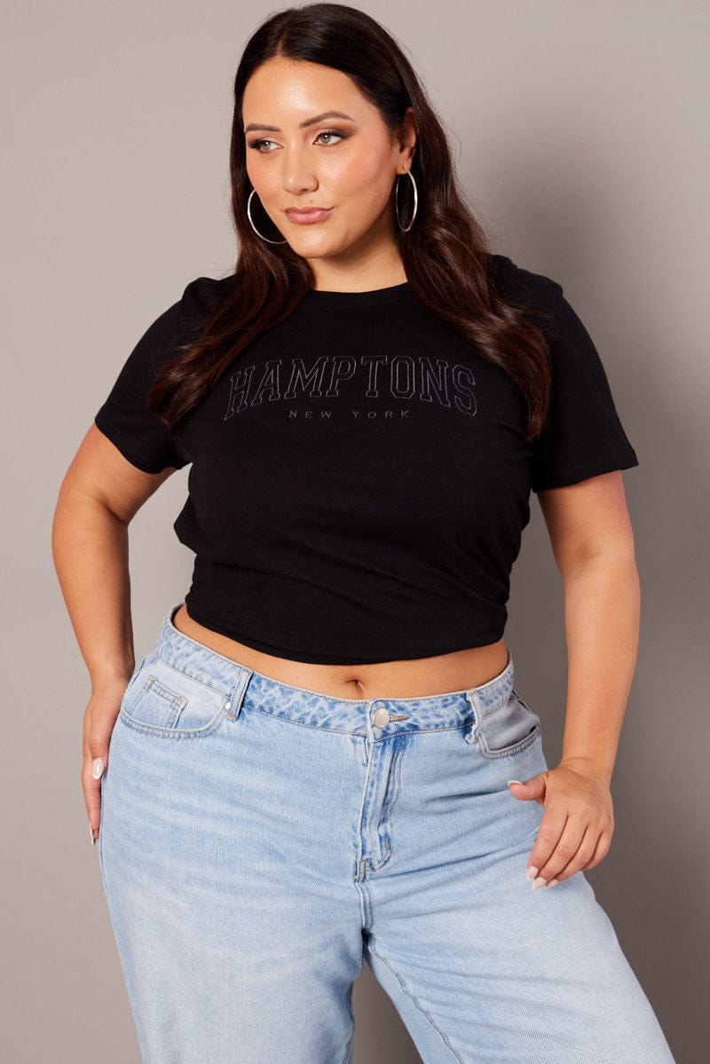 Black Graphic T-shirt Short Sleeve Crew Neck - Image 2