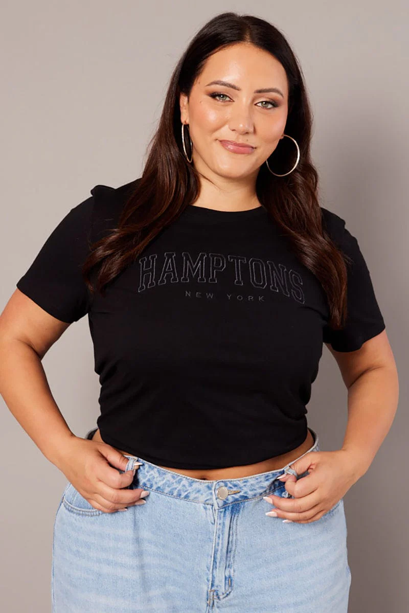 Black Graphic T-shirt Short Sleeve Crew Neck - Image 3