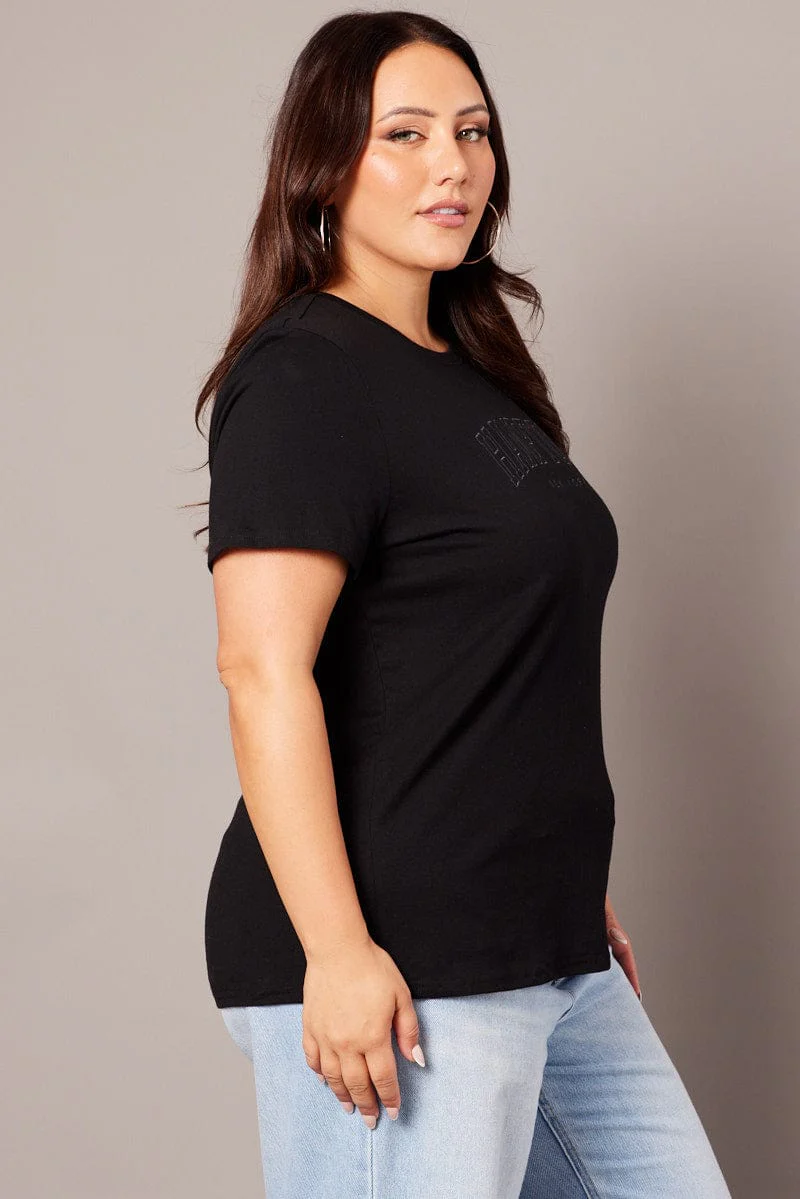 Black Graphic T-shirt Short Sleeve Crew Neck - Image 4