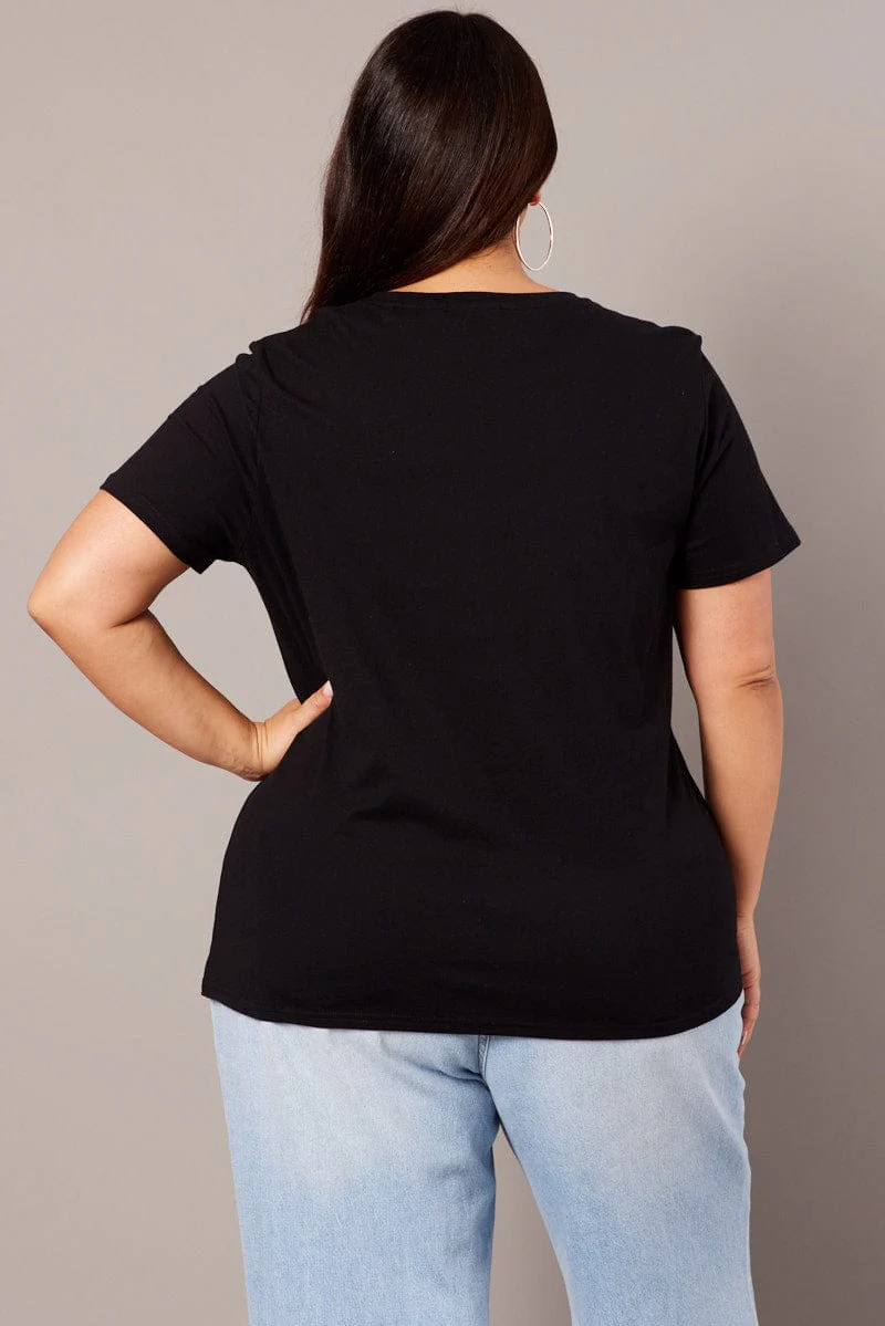 Black Graphic T-shirt Short Sleeve Crew Neck - Image 5