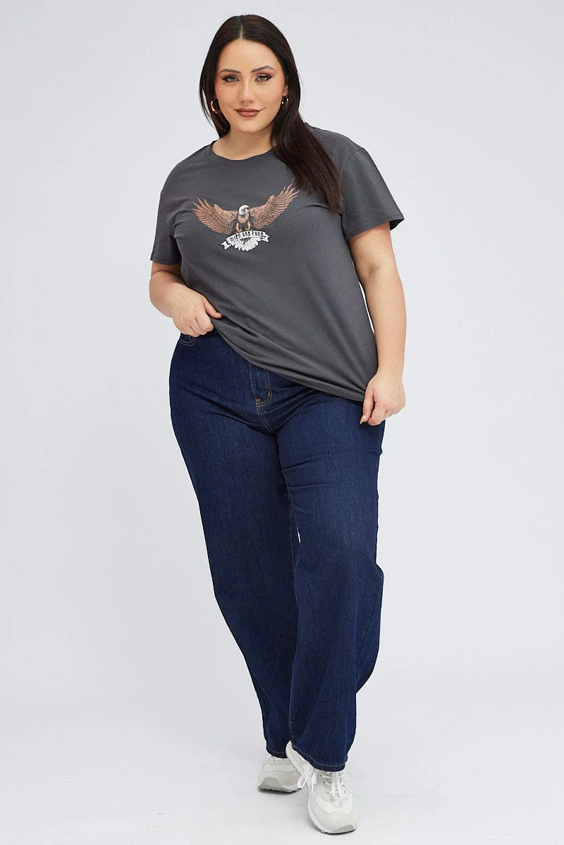 Black Graphic T-shirt Short Sleeve Crew Neck - Image 2