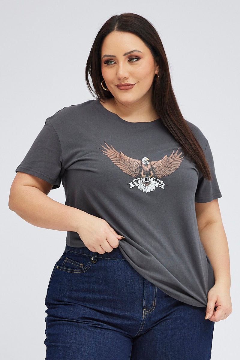 Black Graphic T-shirt Short Sleeve Crew Neck - Image 3