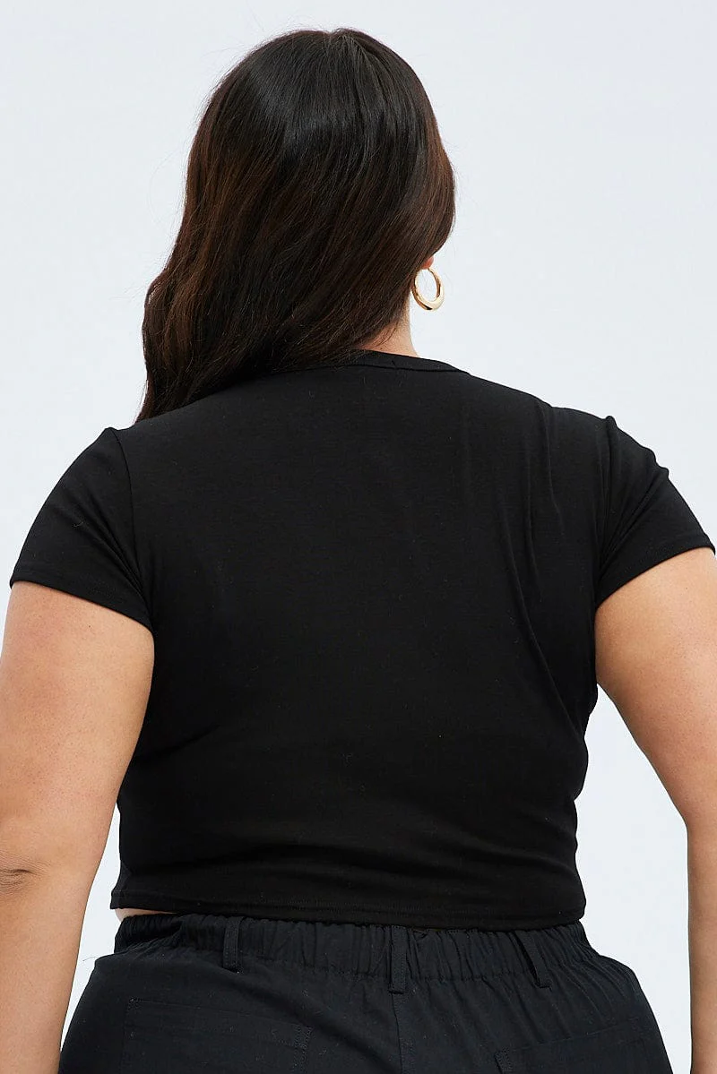 Black Graphic T-shirt Short Sleeve Crew Neck - Image 5
