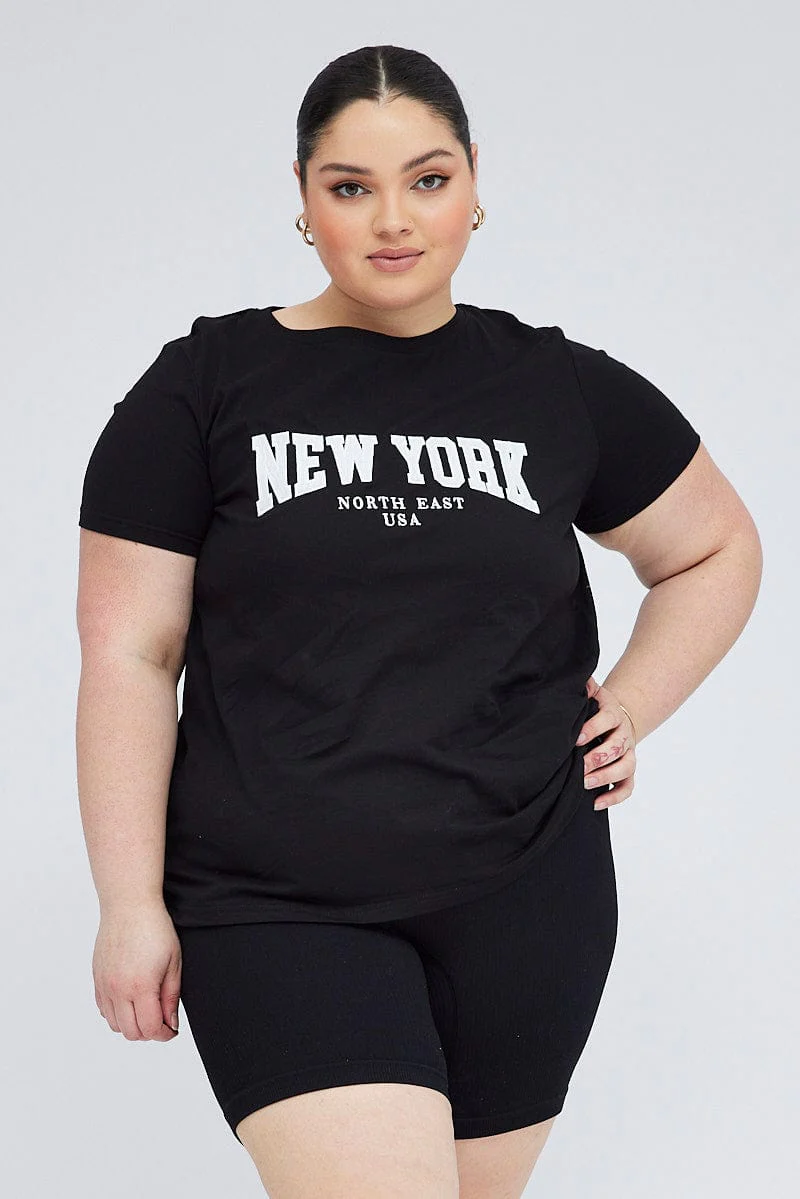 Black Graphic T-shirt Short Sleeve Crew Neck - Image 3