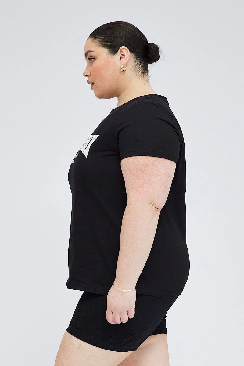 Black Graphic T-shirt Short Sleeve Crew Neck - Image 4