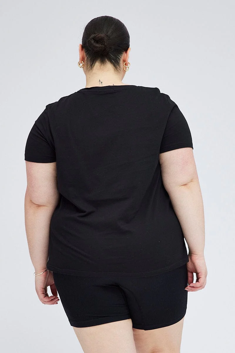 Black Graphic T-shirt Short Sleeve Crew Neck - Image 5