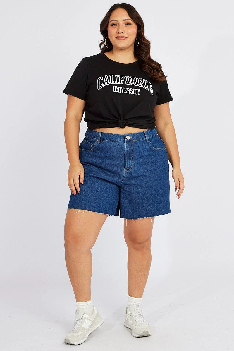 Black Graphic T-shirt Short Sleeve Crew Neck - Image 2