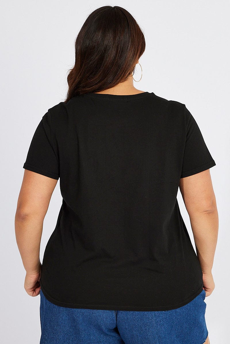 Black Graphic T-shirt Short Sleeve Crew Neck - Image 5