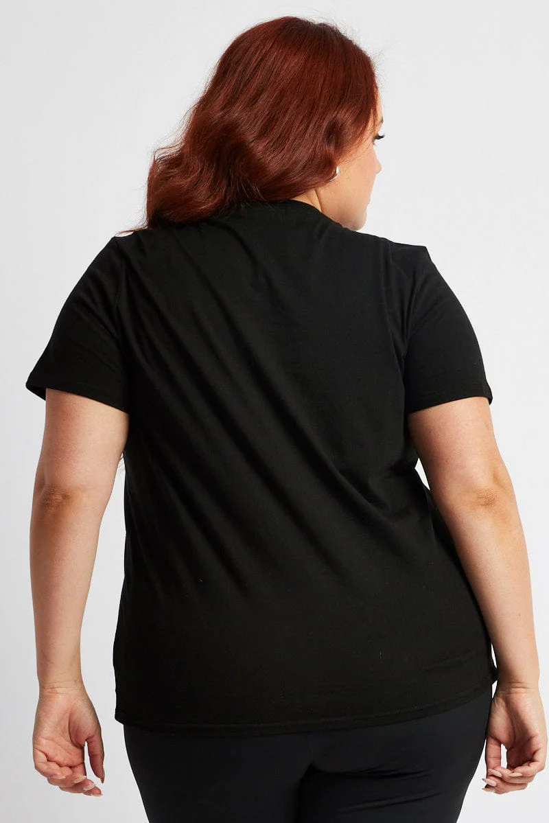 Black Graphic T-shirt Short Sleeve Crew Neck - Image 5