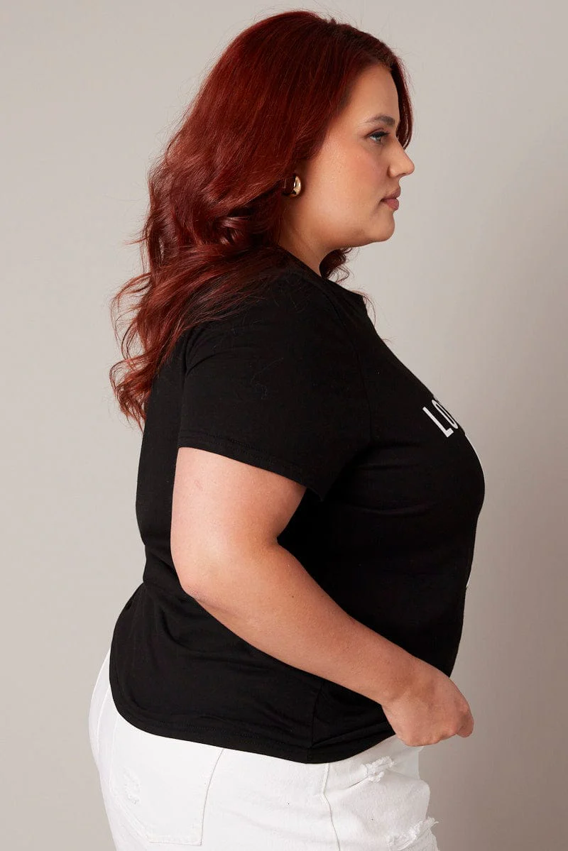Black Graphic T-shirt Short Sleeve Crew Neck - Image 4