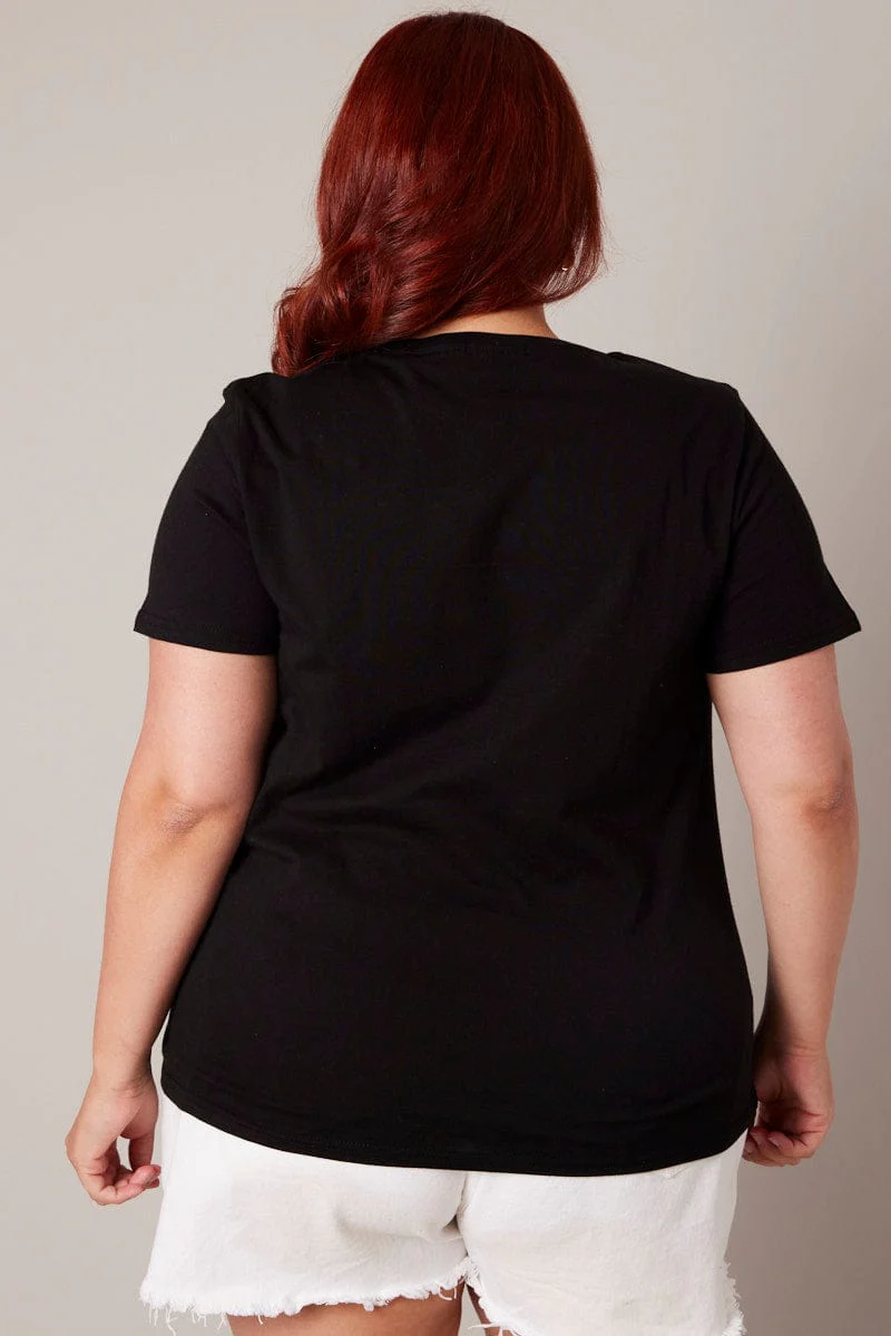 Black Graphic T-shirt Short Sleeve Crew Neck - Image 5