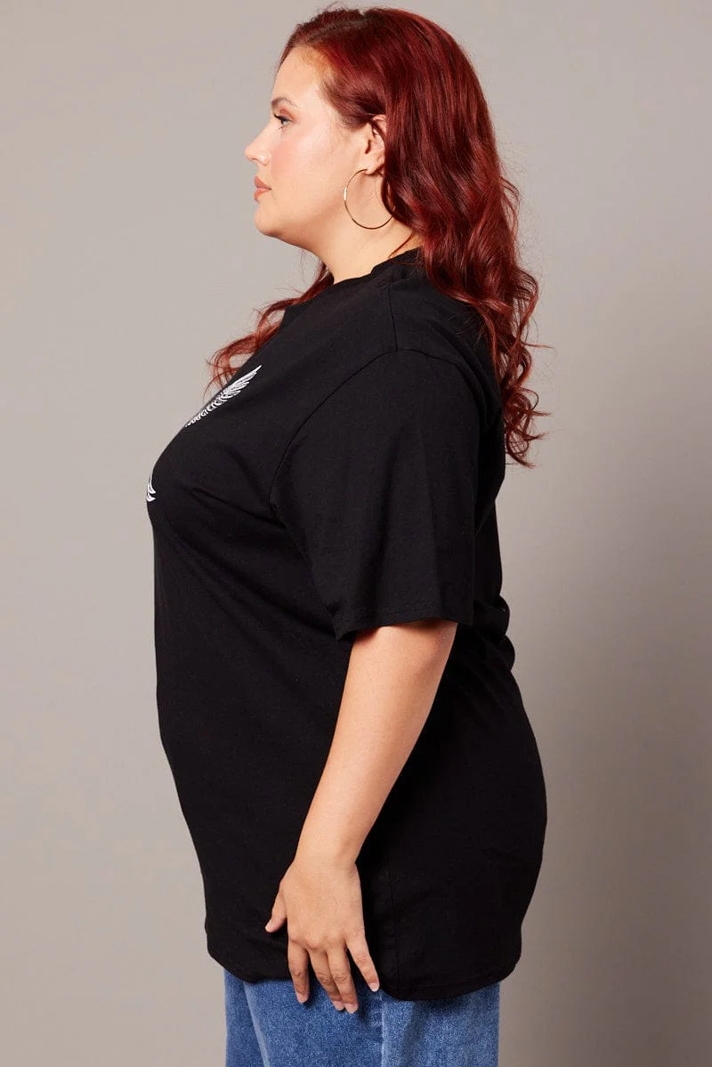 Black Graphic T-shirt Short Sleeve Crew Neck - Image 4