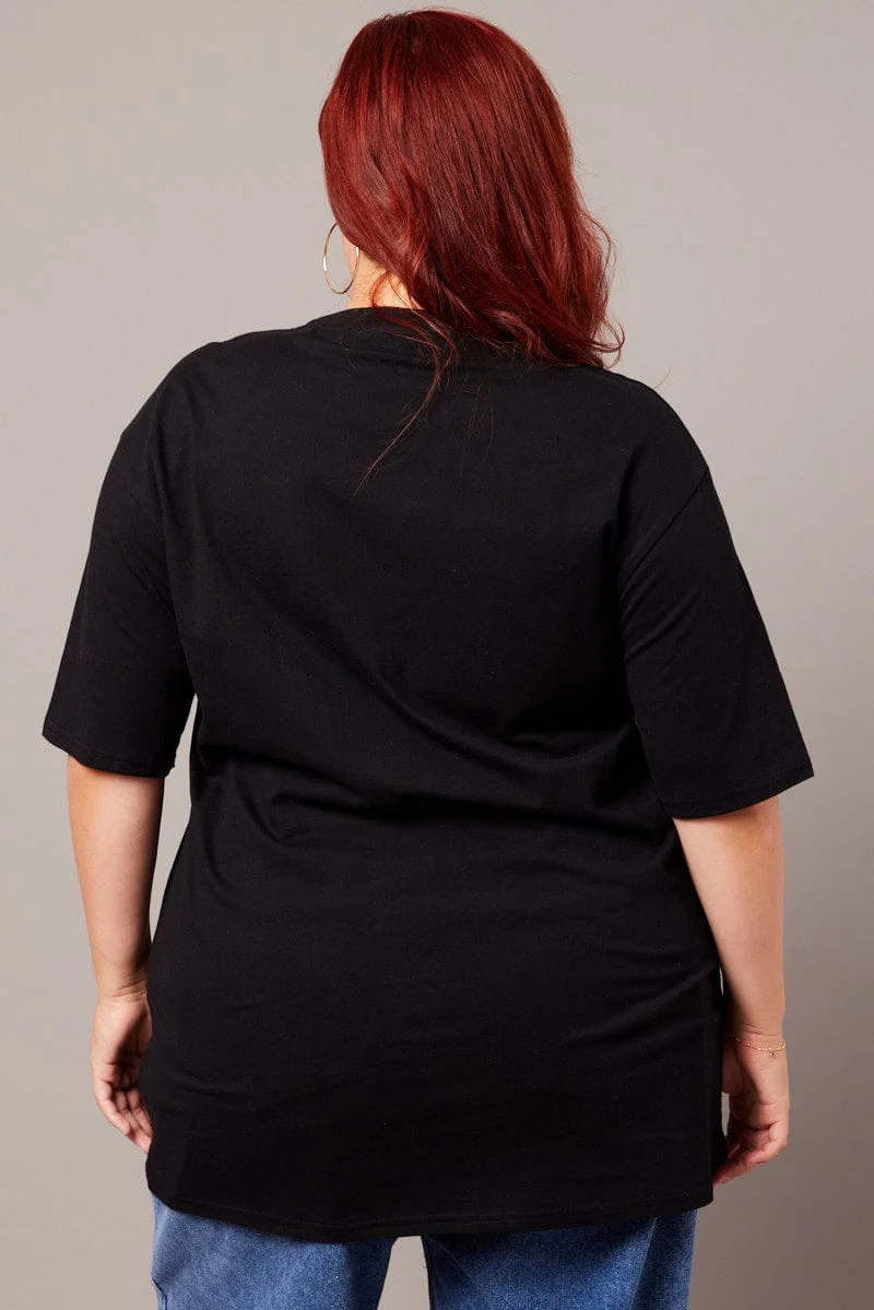 Black Graphic T-shirt Short Sleeve Crew Neck - Image 5