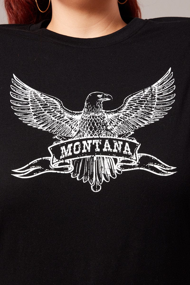 Black Graphic T-shirt Short Sleeve Crew Neck - Image 6