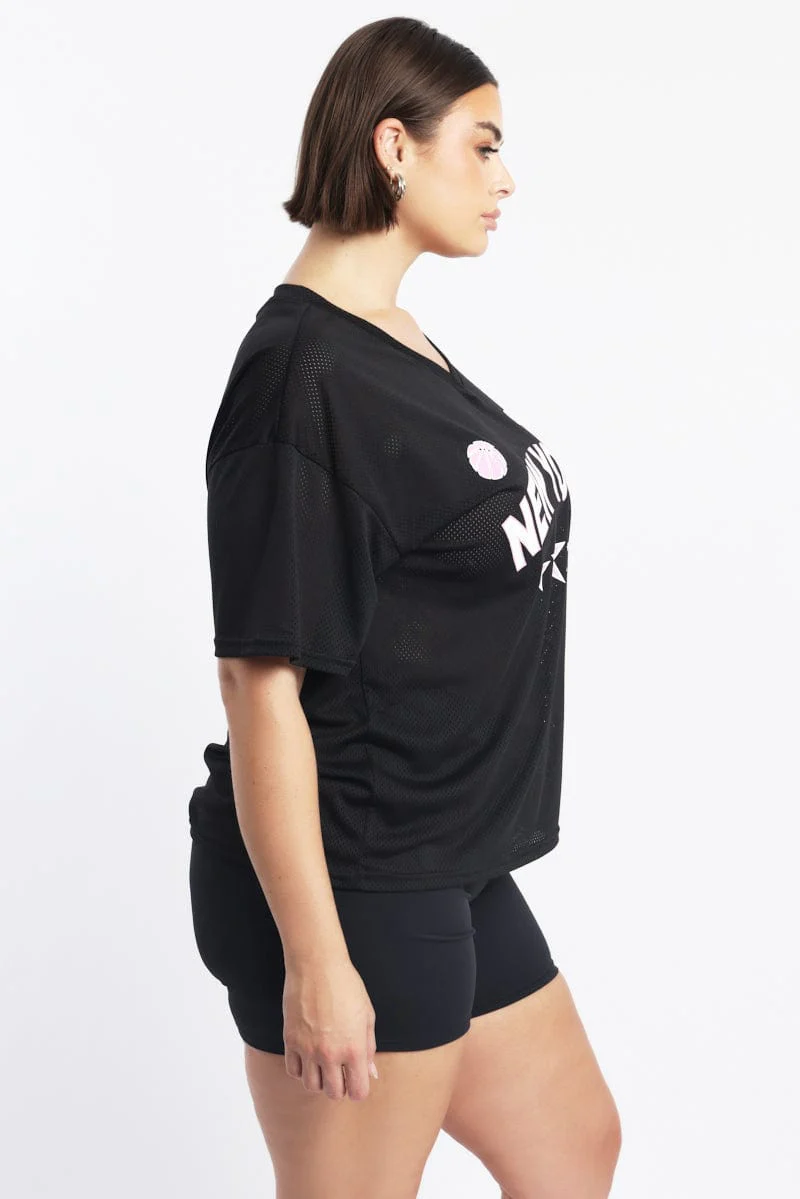 Black Graphic T Shirt Short Sleeve Crew Neck - Image 3